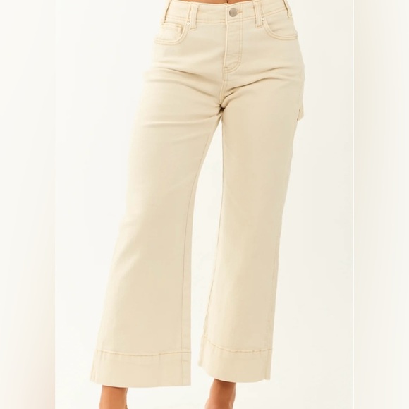 Risen NWT Cream Tummy Control Stretchy Wide Leg Jeans in 1 XL - Picture 1 of 13